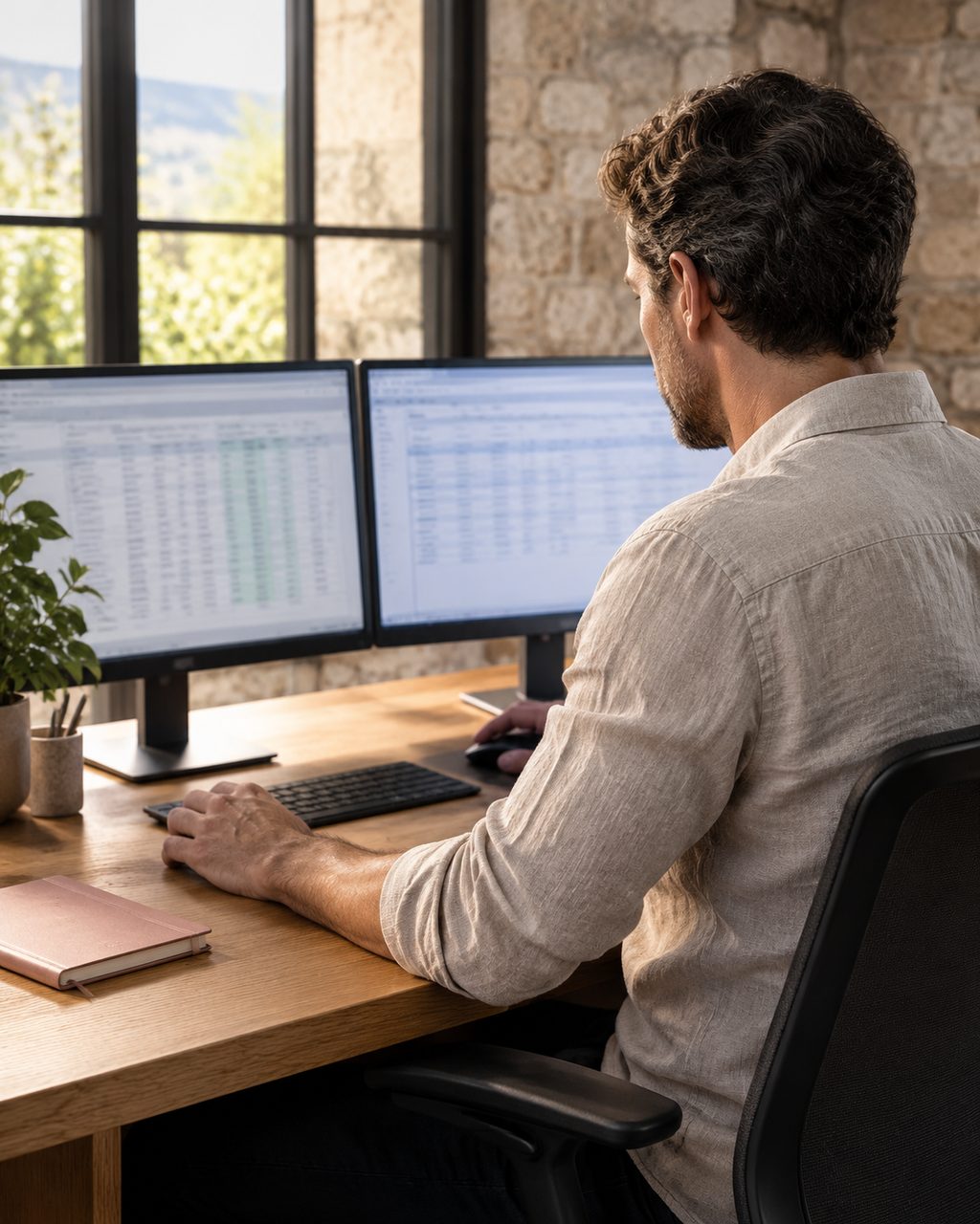 Qelzavo working through a client's domain records at the desk