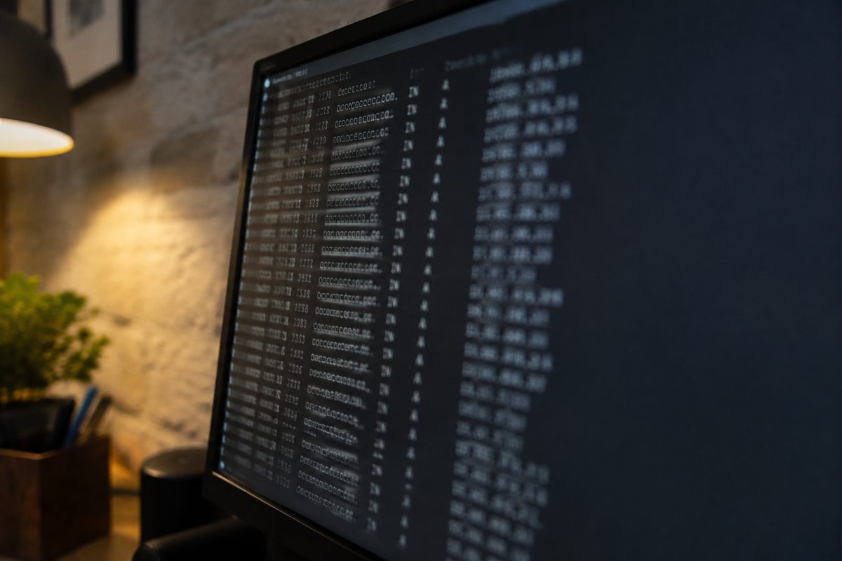 Monitor showing DNS lookup output in a terminal window