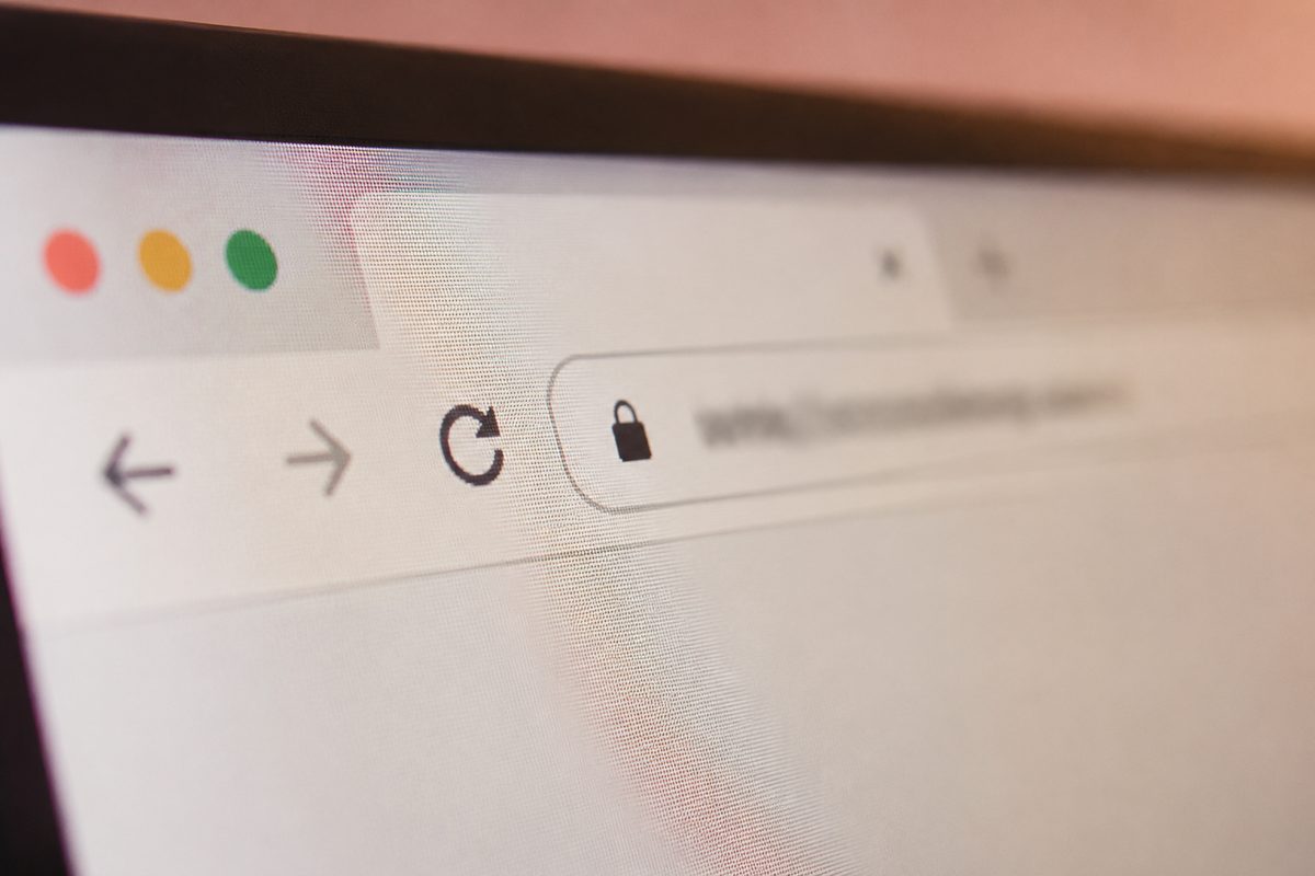 Browser address bar with a padlock shown on a monitor
