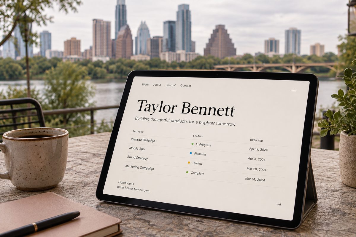 Tablet showing a plain domain description page