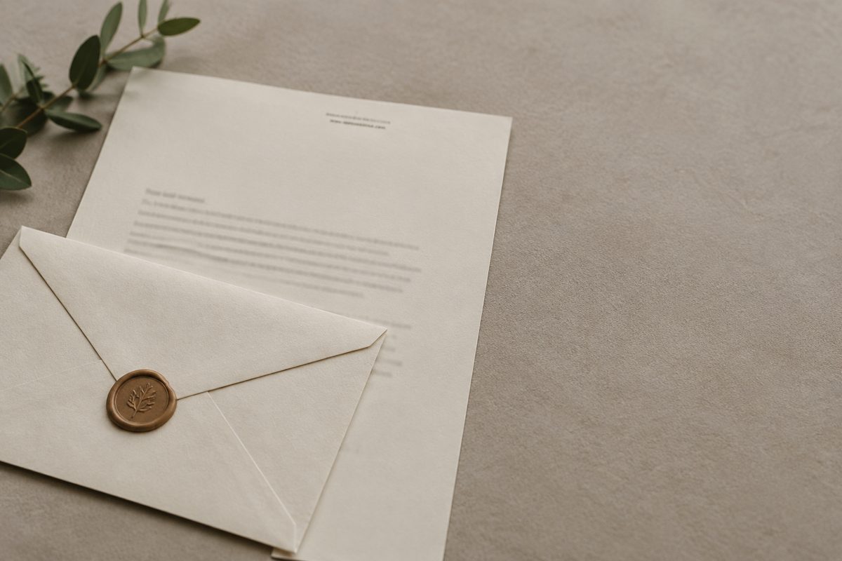 Letterhead and envelope printed with a business web address