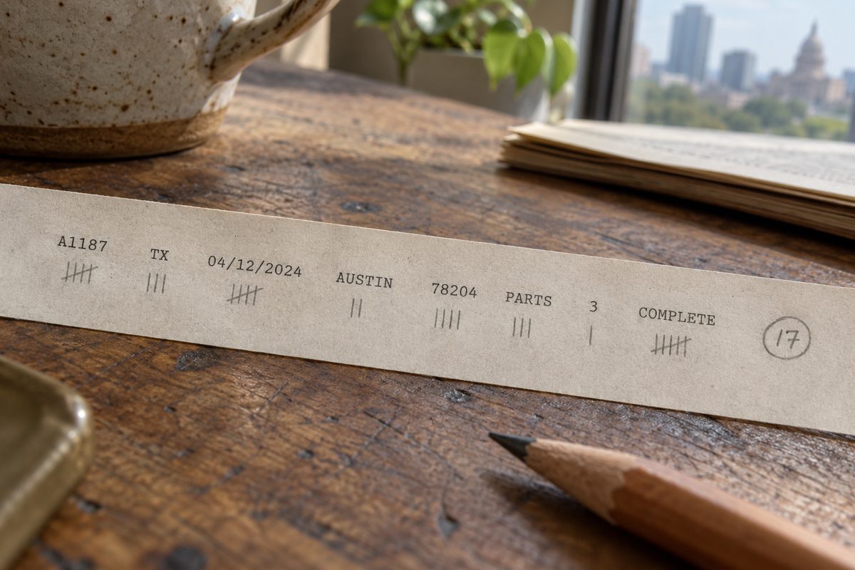 Printed SPF record with pencil tally marks counting DNS lookups
